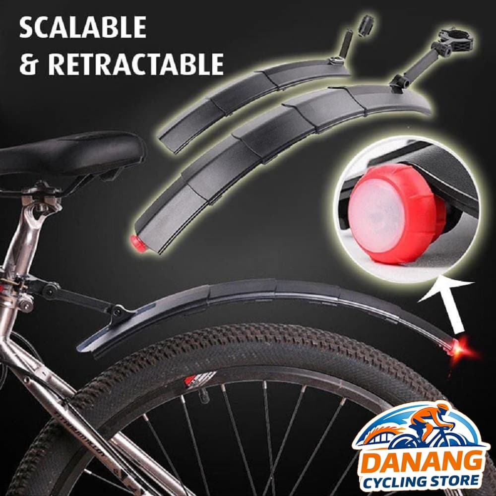 Dè Chắn Bùn Xe Đạp Loại Rút Có Đèn Sau LED