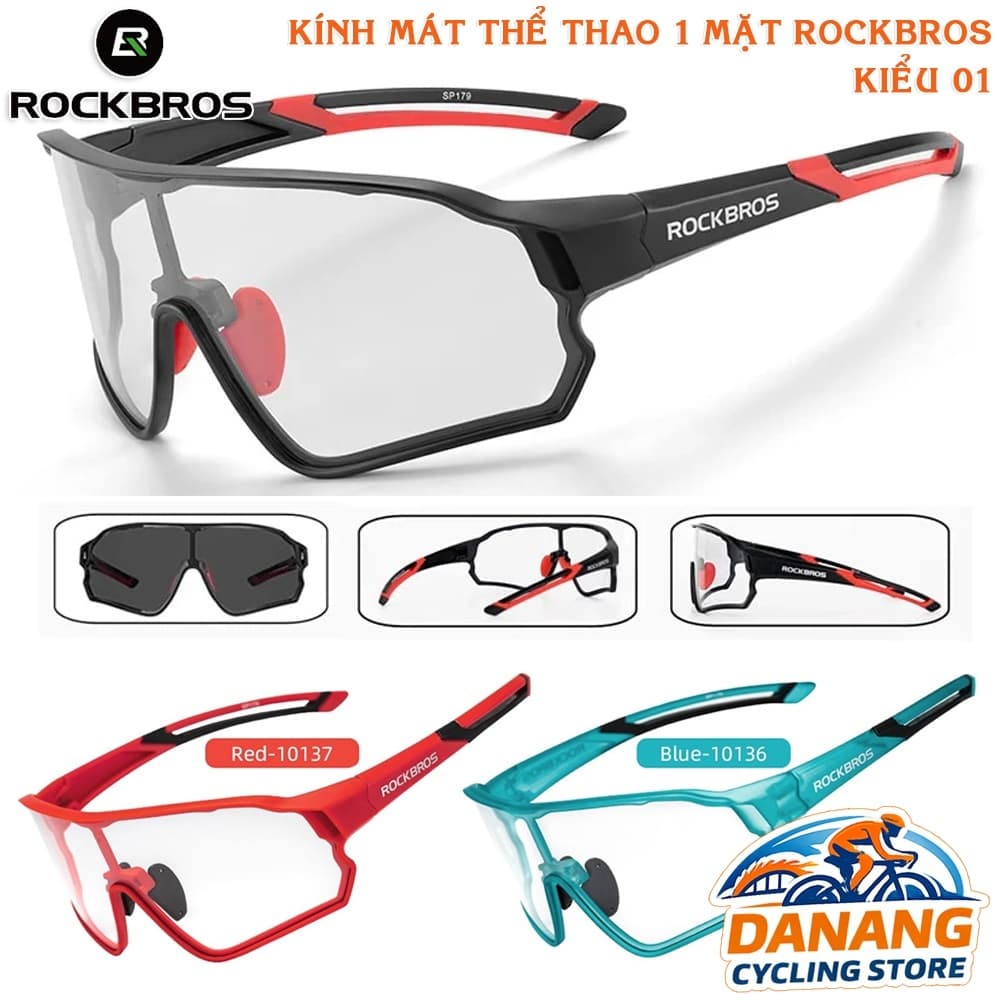 Kính Mát Thể Thao Xe Đạp 1 Mặt Đổi Màu ROCKBROS Kiểu 01 Chống UV Thể Thao