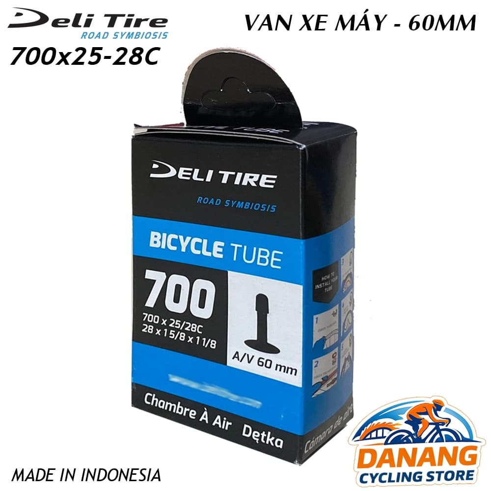 Ruột Săm Xe Đạp Deli Tire 700x25 28C Van Mỹ Xe Máy 60mm (Schrader) Cho Xe Đạp Road