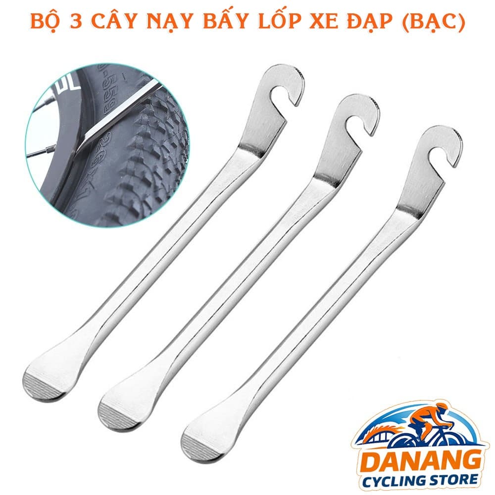 Bộ 3 Cây Nạy Lốp Xe Đạp Bằng Thép Dụng Cụ Tháo Lắp Vỏ Xe Màu Bạc