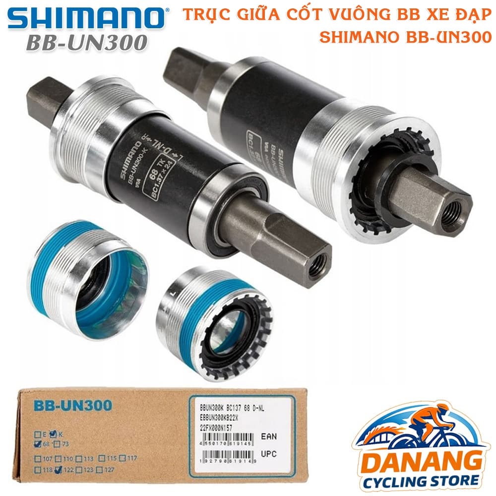 Trục Giữa Cốt Vuông Bạc Đạn Xe Đạp SHIMANO BB UN300 Quay Trơn Bền