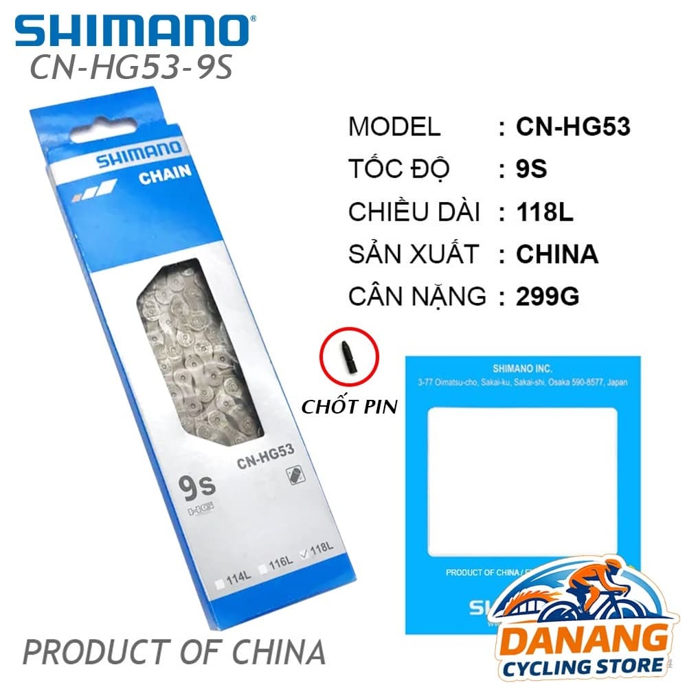 Xích Sên Xe Đạp SHIMANO CN HG53 Dùng Cho 9 Tốc Độ Full Box