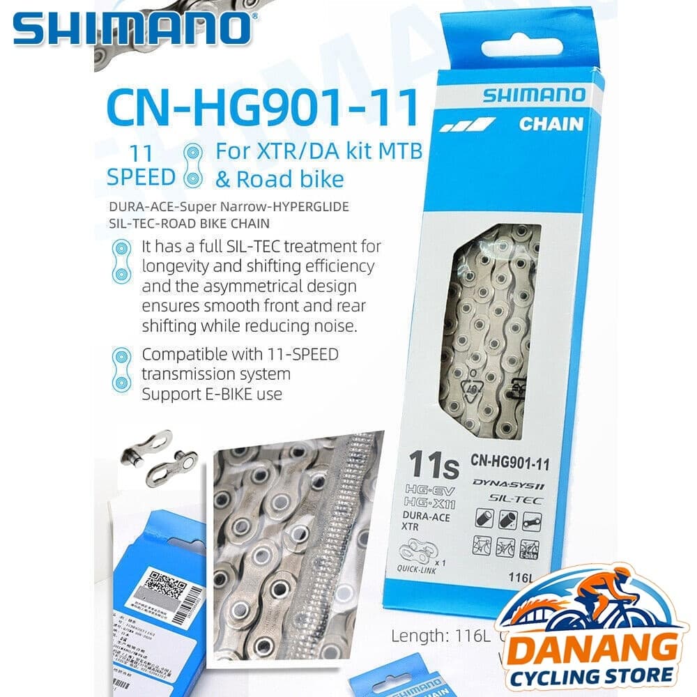 Xích Sên Xe Đạp SHIMANO Dura Ace CN HG901 Dùng Cho 11 Tốc Độ Full Box (Quick Link)
