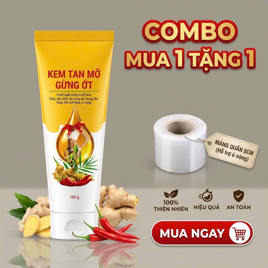 ( MUA 1 TẶNG 1 MÀNG QUẤN ) Kem tan mỡ Ngân Bình Kem Massage Ngân Bình 100g Giúp Làm Săn Chắc Da Vùng Eo Mông Đùi