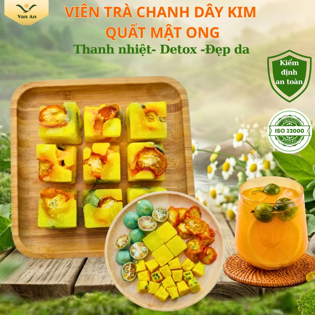 Viên Trà Chanh Dây Kim Quất Mật Ong Vạn An Trà Chanh Leo Triệu Lộ Tư Giải Nhiệt Mùa Hè