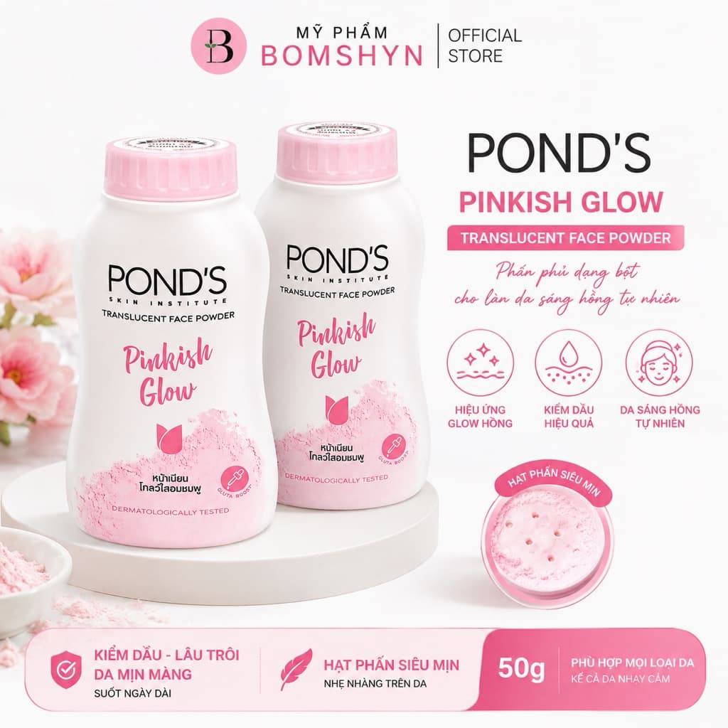 Phấn phủ ponds hồng baby kiểm soát dầu nhờn Thái lan