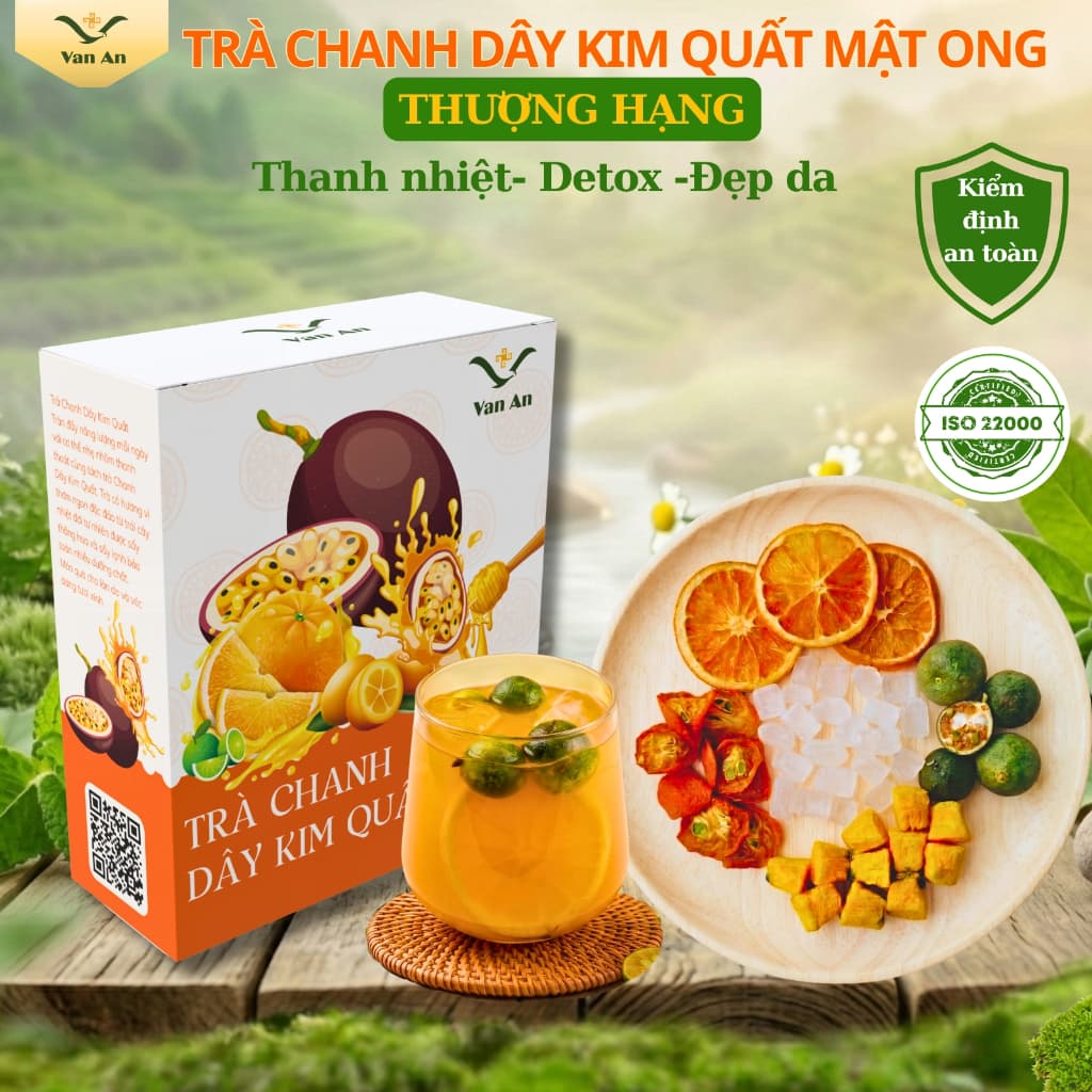 Trà Chanh Dây Kim Quất Triệu Lộ Tư Detox Trái Cây Đẹp Da Thanh Lọc Cơ Thể HTX Vạn An