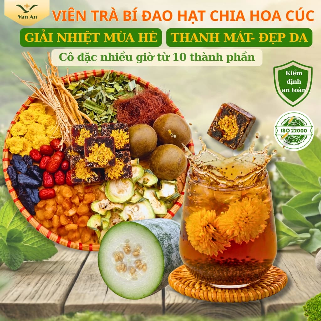 500G 1KG Viên Trà Sâm Bí Đao Hạt Chia Hoa Cúc Cô Đặc Vạn An Thanh Nhiệt Giải Nhiệt Mùa Hè Đẹp Da