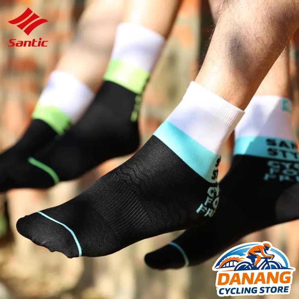 Tất (Vớ) Chân Thể Thao Đạp Xe SANTIC 9C09098 Thoáng Khí Thấm Mồ Hôi Ôm Chân Thể Thao