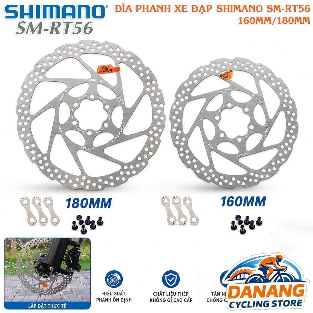 Đĩa Phanh Thắng Xe Đạp Rotor SHIMANO SM RT56 160mm 180mm 1 Cái Không Hộp