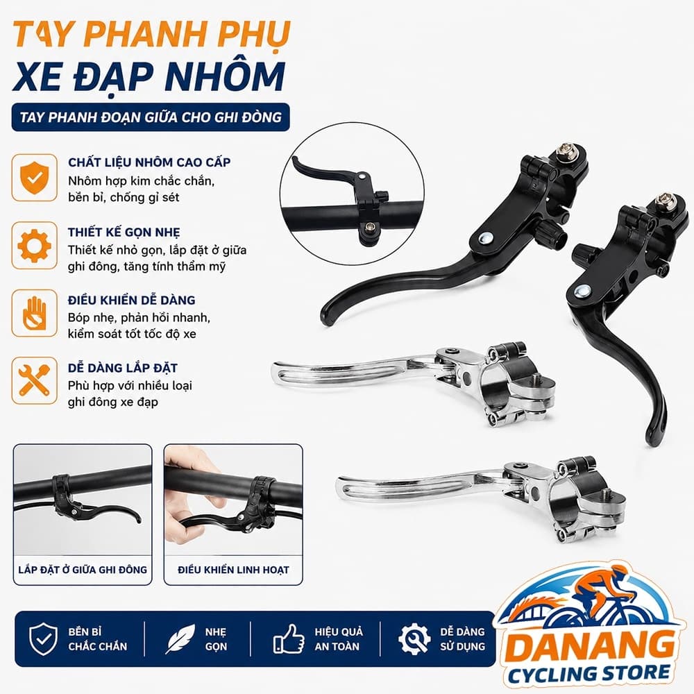 Tay Phanh Phụ Xe Đạp Nhôm Tay Phanh Đoạn Giữa Cho Ghi Đông Road Bike