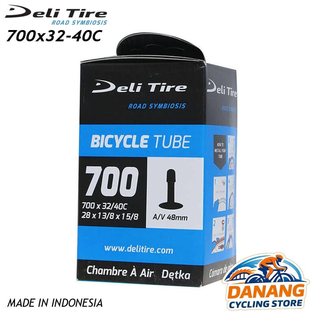Ruột (Săm) xe đạp Deli Tire 700x32 40C Van Mỹ Xe Máy 48mm (Schrader) Cho Xe Đạp Touring