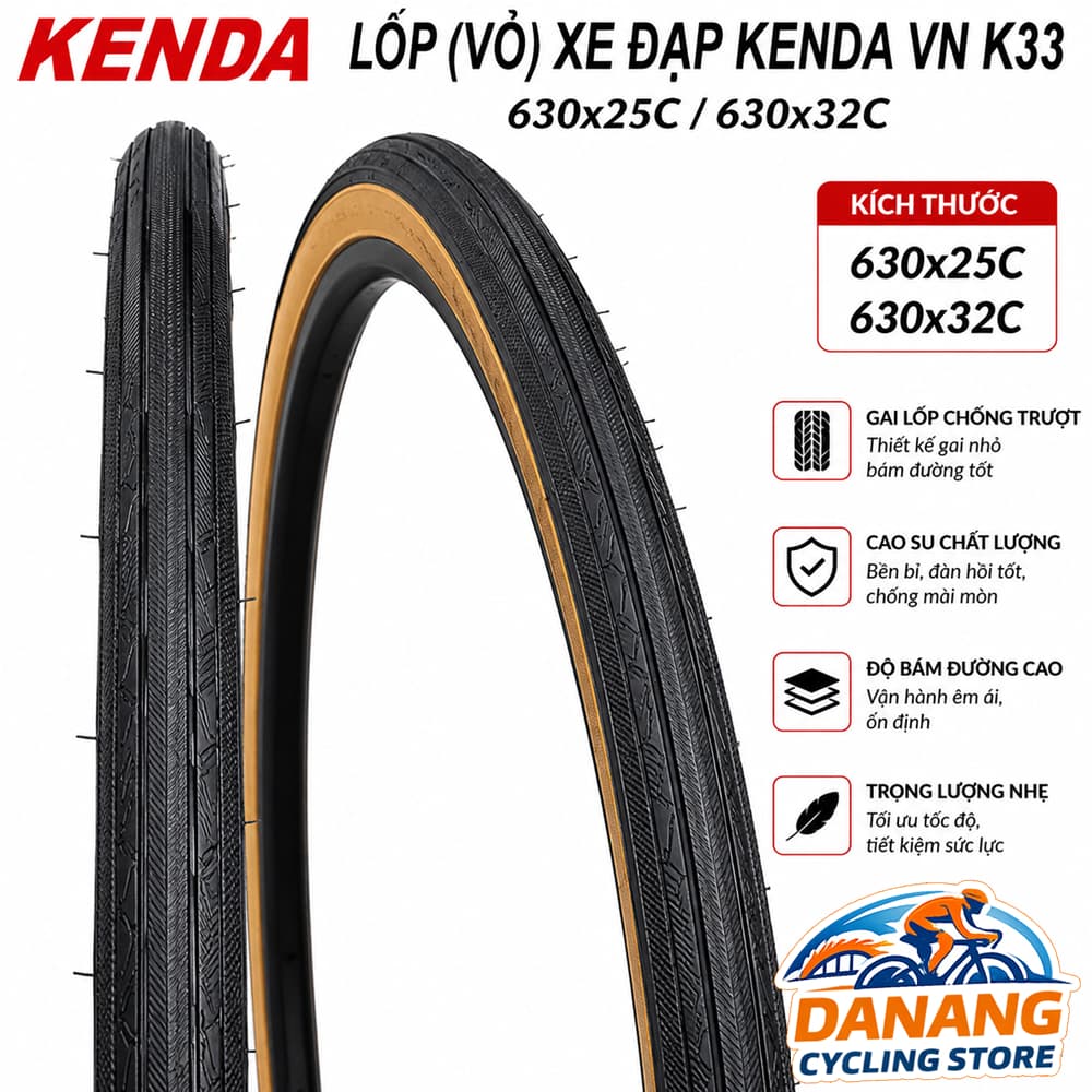 Lốp (Vỏ) Xe Đạp KENDA VN K33 630x25C 630x32C Vỏ Xe Đạp City Touring