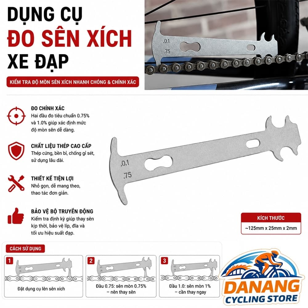 Dụng Cụ Đo Sên Xích Xe Đạp Thước Kiểm Tra Độ Mòn Xích Bảo Dưỡng Xe Đạp