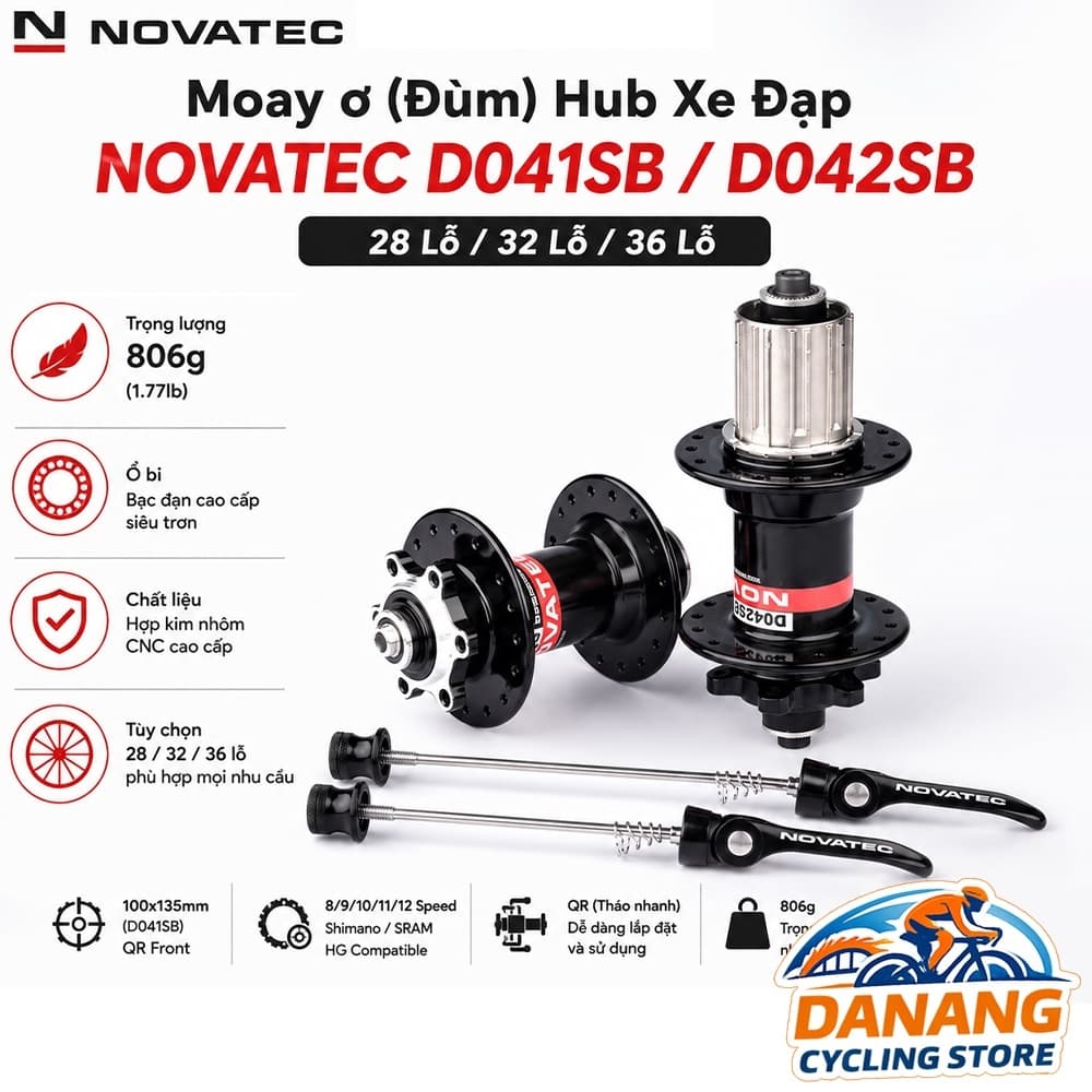 Moay ơ (Đùm) Hub Xe Đạp NOVATEC D041SB D042SB 28 Lỗ 32 Lỗ 36 Lỗ