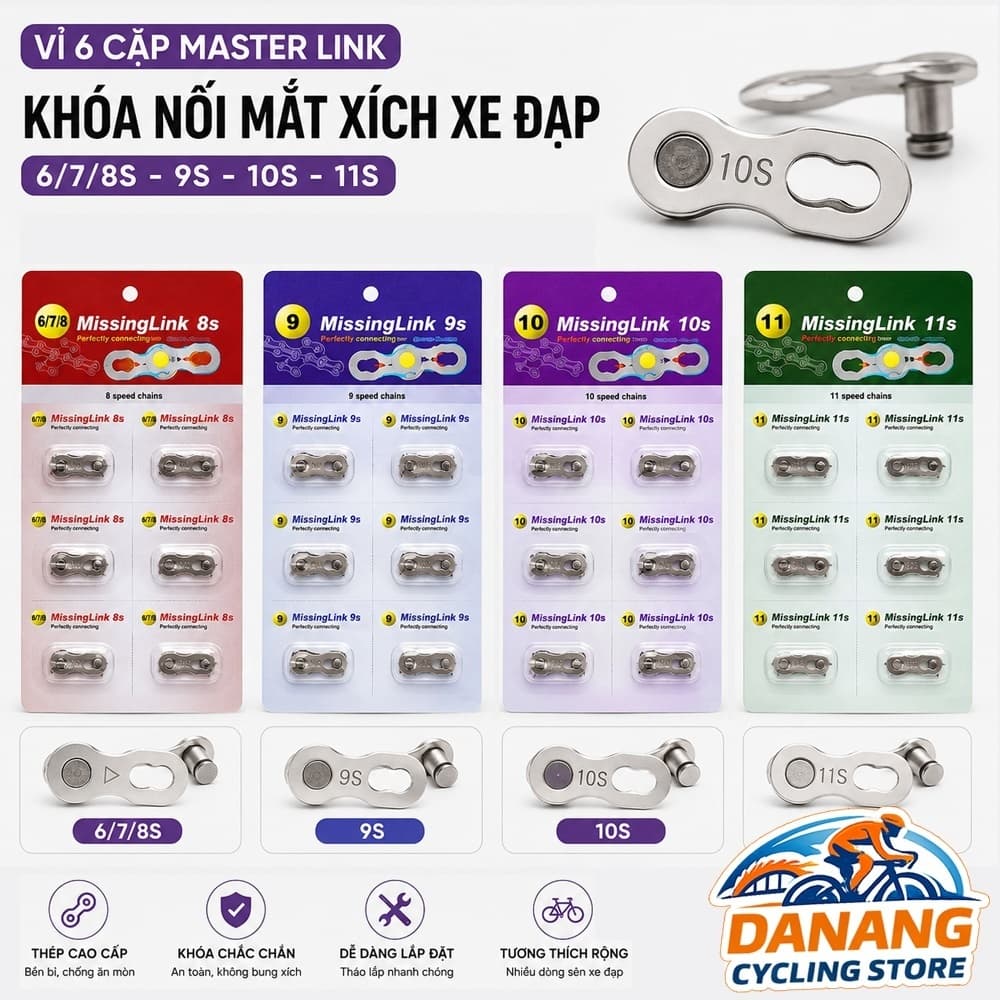 Vỉ 6 Cặp Mắc Khóa Sên Xe Đạp Master Link Khóa Nối Mắt Xích 6 7 8S 9S 10S 11S