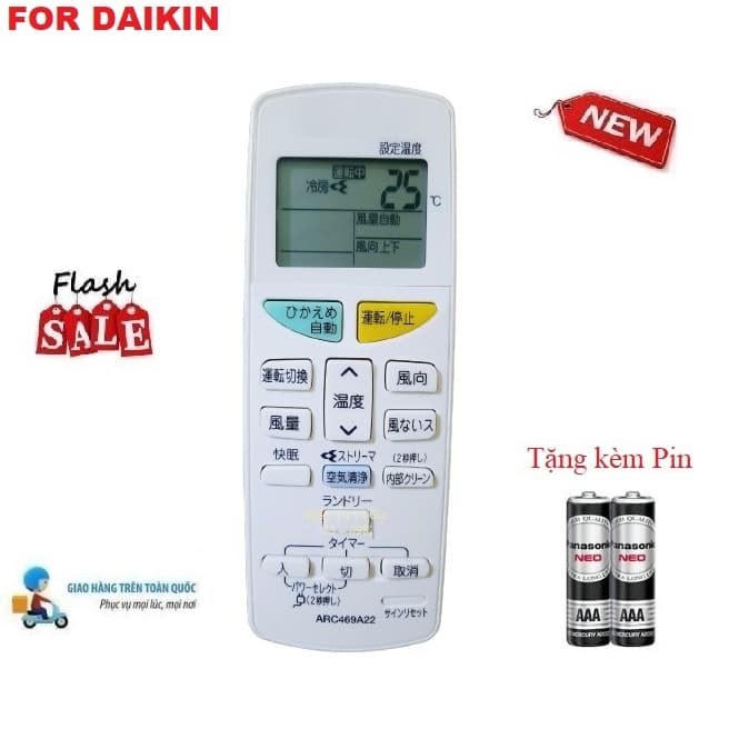 Remote Điều khiển thay thế tương thích cho điều hòa Dai_kin hàng nội địa nhật bãi 2 Tặng Pin