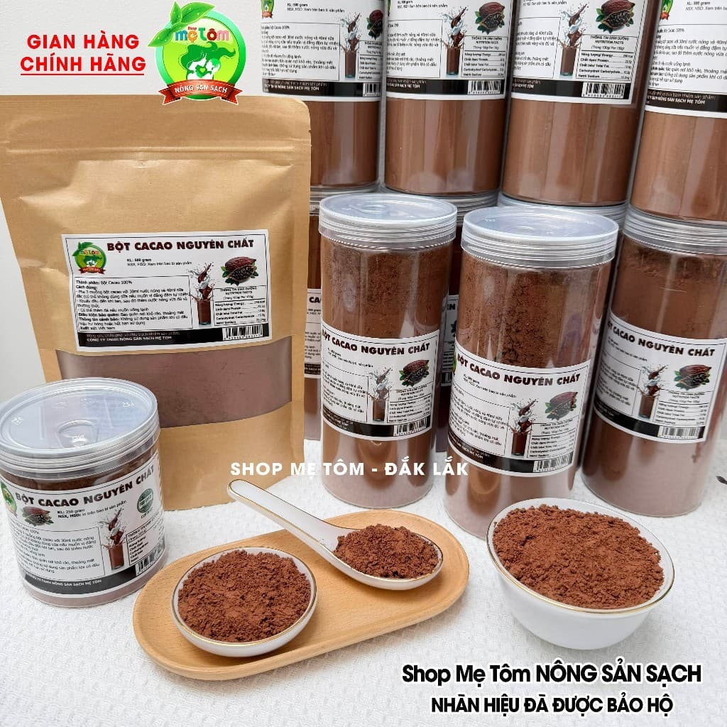 COMBO 5KG BỘT CACAO NGUYÊN CHẤT MẸ TÔM (10 BỊCH ZIP HOẶC 10 LON PET) bột ca cao nguyên chất (CÓ XUẤT HÓA ĐƠN CÔNG TY)