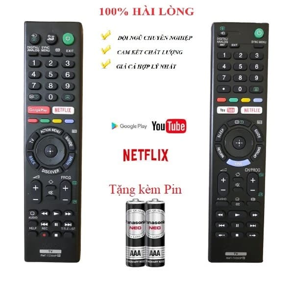 Điều khiển thay thế tương thích cho tivi Sony RMT TX300P TZ300P Hàng đẹp cao cấp Hàng xuất Tặng Pin