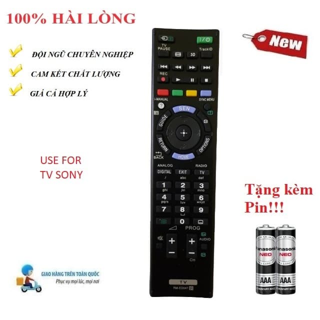 Điều khiển thay thế tương thích cho Tivi Sony RM ED047 LCD LED SMART TV OLED Tặng kèm Pin