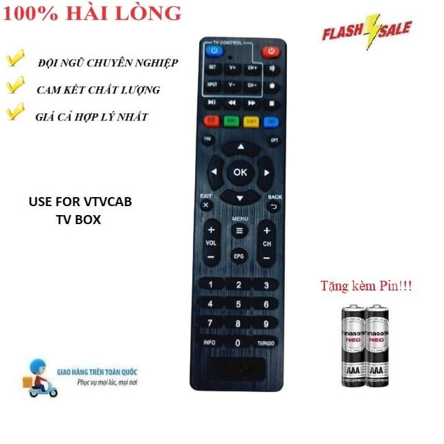 Remote Điều khiển thay thế tương thích cho đầu thu VTVCab HD mới 100% Tặng kèm Pin!!!