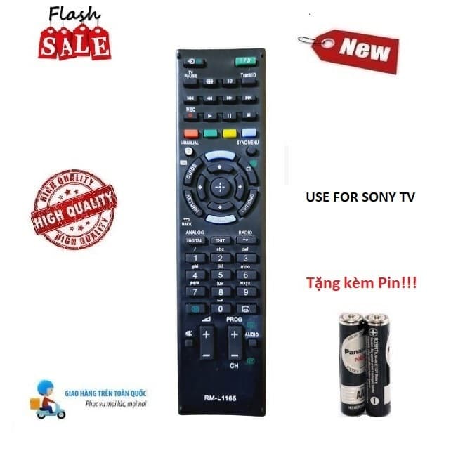 Remote Điều khiển thay thế tương thích cho Tivi Sony RM L1165 Hàng tốt mới Tặng kèm Pin