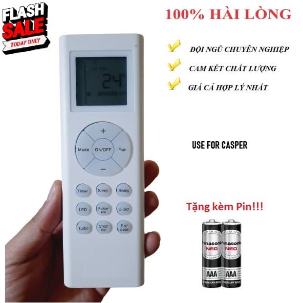 Remote Điều khiển thay thế tương thích cho điều hòa Casper 3 LOẠI 1&2 chiều Inverter Hàng mới Tặng Pin