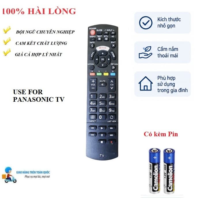 Điều khiển thay thế tương thích cho tivi Pa_na_so_nic Tặng kèm PIN