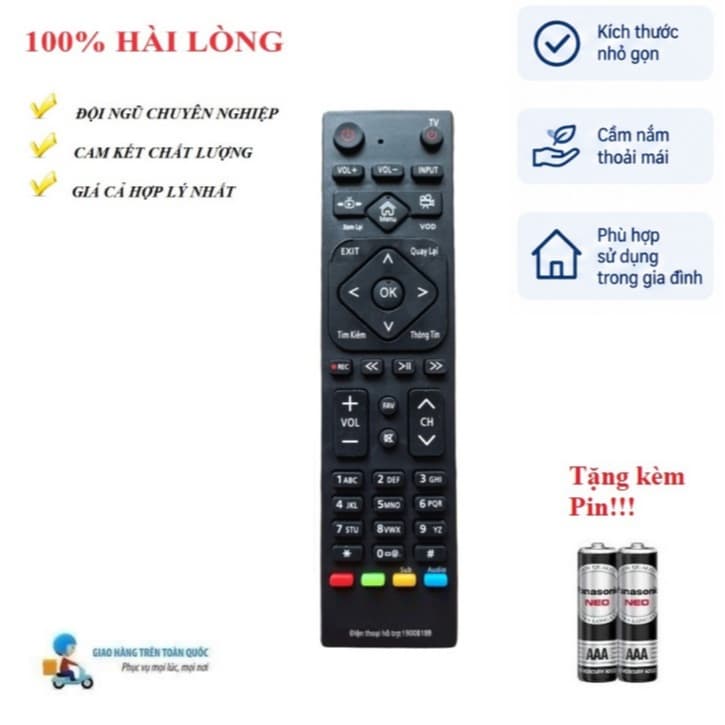 Điều khiển thay thế tương thích cho đầu thu truyền hình Viettel 1 Hàng Tốt Tặng kèm Pin