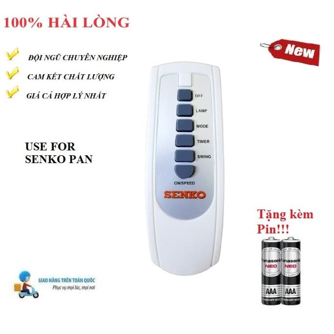 Remote Điều khiển thay thế tương thích cho quạt Senko Hàng tốt Tặng kèm Pin