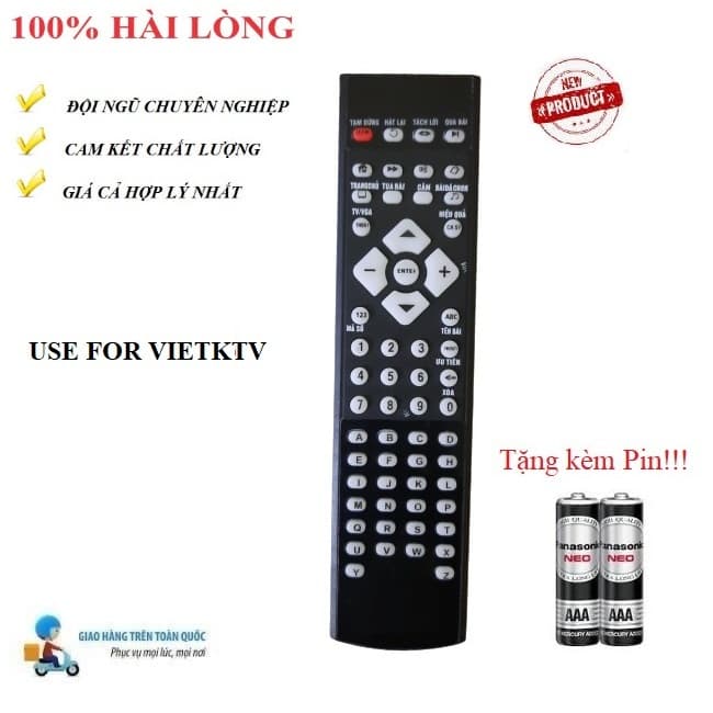 Điều khiển thay thế tương thích cho đầu THU VietkTV Hàng tốt Tặng kèm Pin
