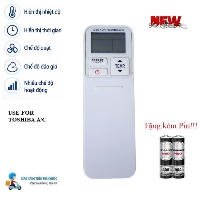 Điều khiển thay thế tương thích cho điều hòa Toshiba 5 1&2 chiều Inverter các dòng RAS 1HP 1.5H