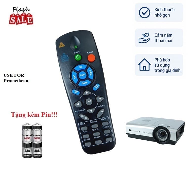 Remote Điều khiển thay thế tương thích cho máy chiếu Promethean HÀNG mới Tặng kèm Pin