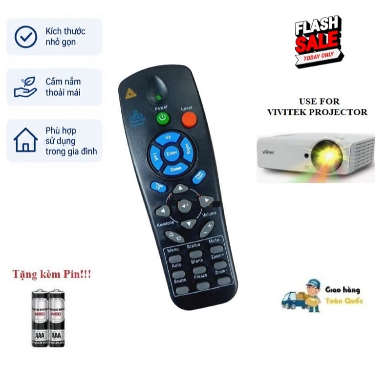 Remote Điều khiển thay thế tương thích cho máy chiếu Vivitek HÀNG mới Tặng kèm Pin
