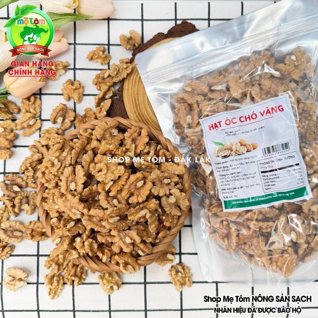 500Gram ÓC CHÓ VÀNG MỸ NHÂN ÓC CHÓ HOẶC NGUYÊN VỎ (CÓ XUẤT HÓA ĐƠN CÔNG TY)