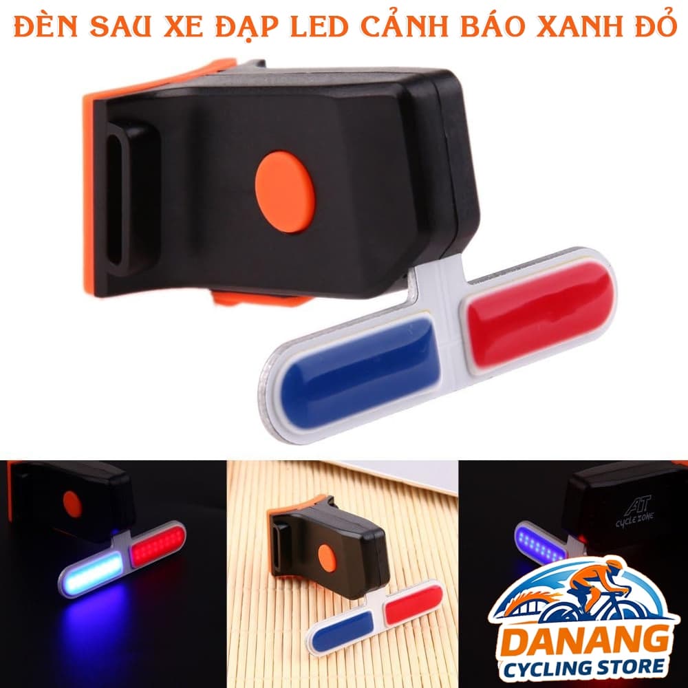 Đèn Sau Xe Đạp LED Cảnh Báo Xanh Đỏ Tăng An Toàn Khi Đi Đêm