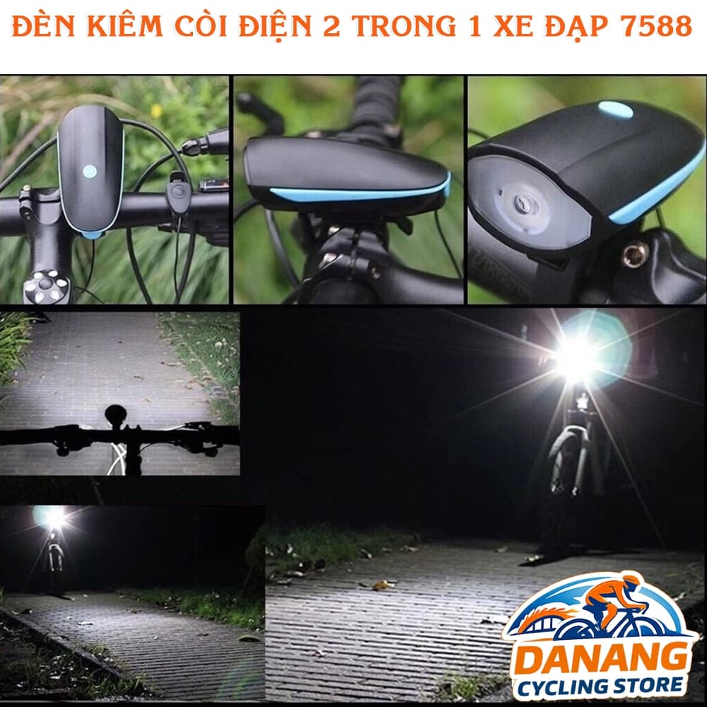 Đèn Xe Đạp Kèm Còi 2in1 7588 Sạc USB An Toàn Khi Đi Đêm