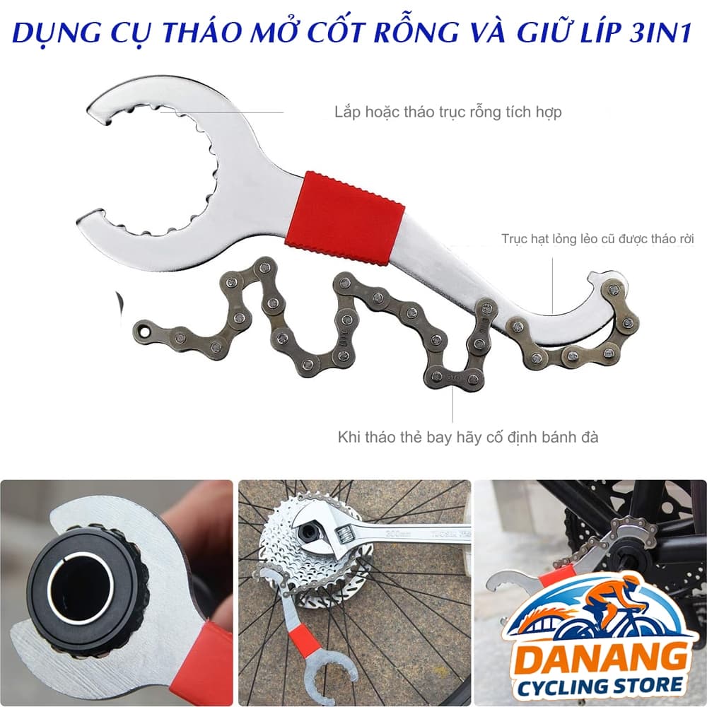 Dụng Cụ Tháo Trục Giữa BB Xe Đạp 3in1 Cảo Trục Giữa Cốt Rỗng + Giữ Líp Tiện Lợi Đa Năng