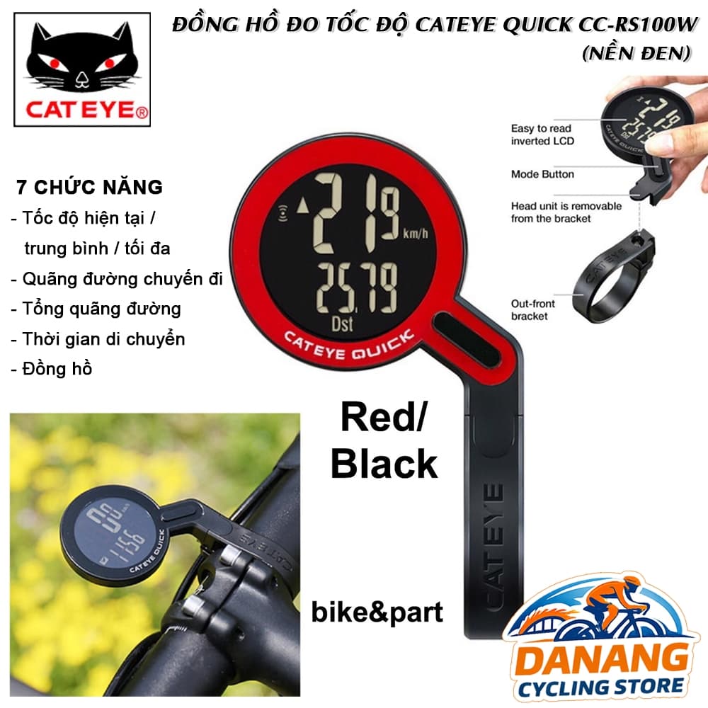 Đồng Hồ Đo Tốc Độ Xe Đạp Không Dây CATEYE Quick CC RS100W Dễ Lắp
