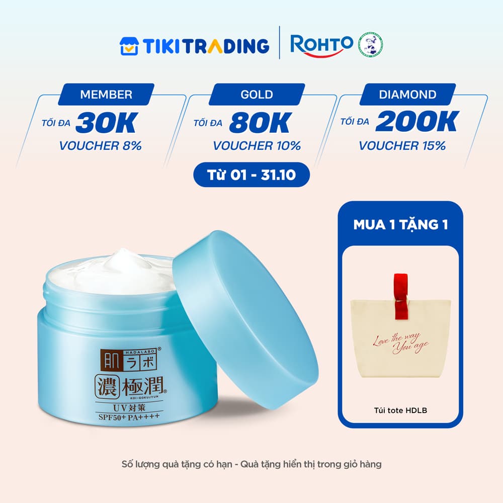 Kem dưỡng ẩm chống nắng ban ngày dạng gel Hada Labo Koi Gokujyun UV White Gel SPF50 PA 90g