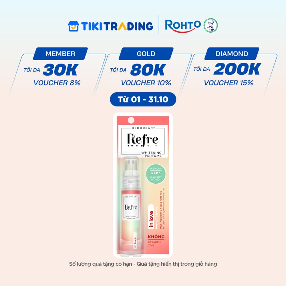 Xịt khử mùi dưỡng trắng hương nước hoa Refre Whitening Perfume In Love Hương Tình Yêu 30ml