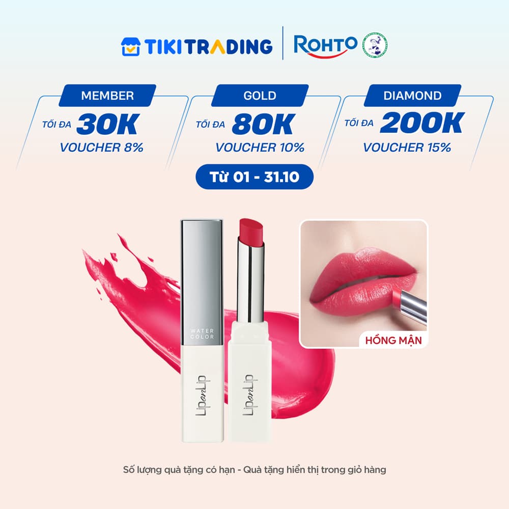Son thỏi dưỡng môi trang điểm cho môi căng mọng Lip On Lip Water Color Plum Pink Hồng Mận 2.2g