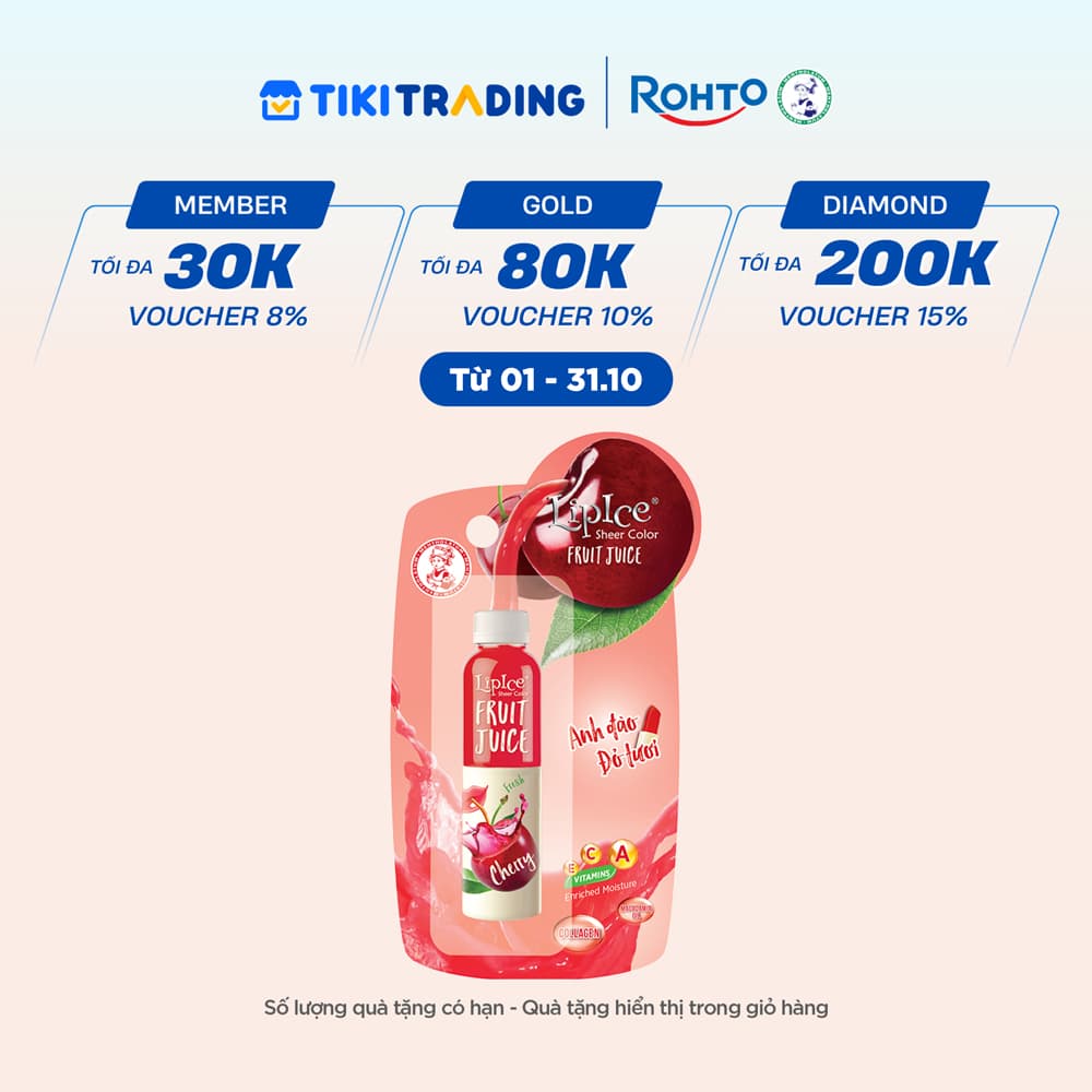 Son dưỡng có màu chiết xuất trái cây Lipice Sheer Color Fruit Juice Cherry Anh Đào Đỏ Tươi 4g