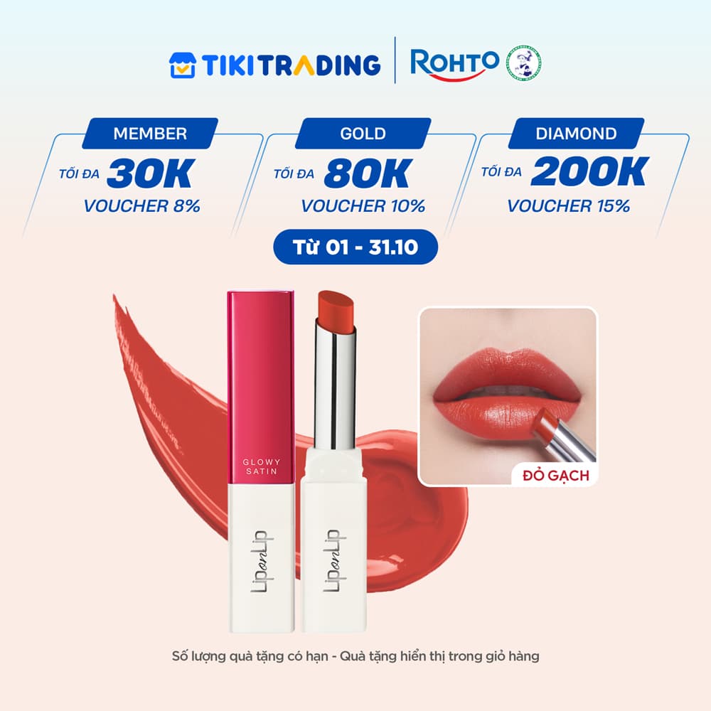 Son thỏi dưỡng môi trang điểm chất son satin Lip On Lip Glowy Satin 2.2g Terra Red Đỏ Gạch