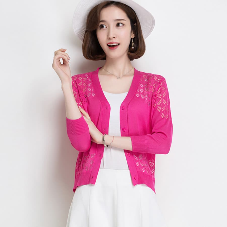 Áo Cardigan Nữ Duyên Dáng ALN040 MayHomes Áo Khoác Kiểu Nhẹ Và Cute ĐỎ