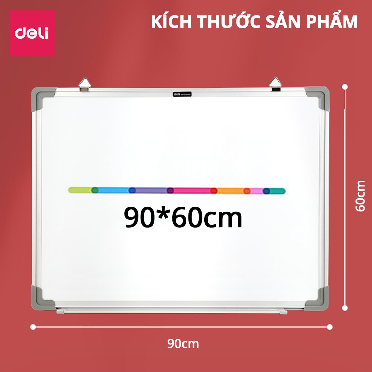 Bảng từ trắng treo tường viết bút lông Deli Nhiều kích cỡ Dùng Cho Văn Phòng Trường Học Tập Vẽ Ghi Chú Công Thức Nấu Ăn Trang Trí Nhà Cửa 60cm x 90cm