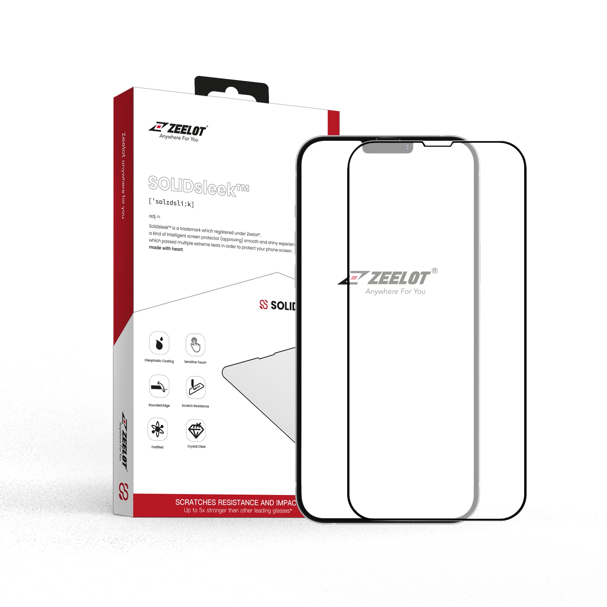 Miếng Dán Cường Lực ZEELOT SOLIDSLEEK Chống Vân Tay Có Viền Đen cho iPhone 13 Pro Max 13 Pro 13 13 MiniHàng Iphone 13 13 Pro
