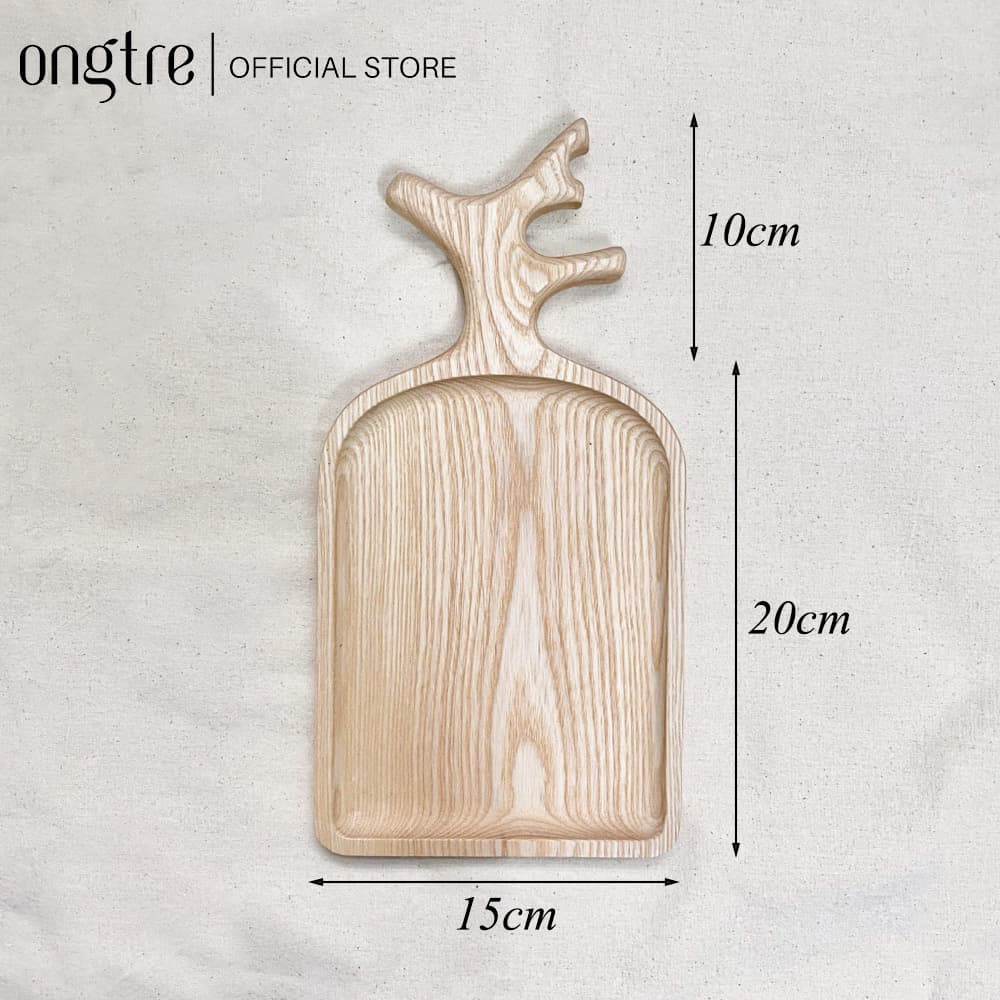 Khay gỗ ONGTRE tự nhiên hình tròn chữ nhật vuông Nhiều kích thước Gỗ Tần Bì nguyên khối Hàng VN Sừng Hươu 30x15x1.85cm