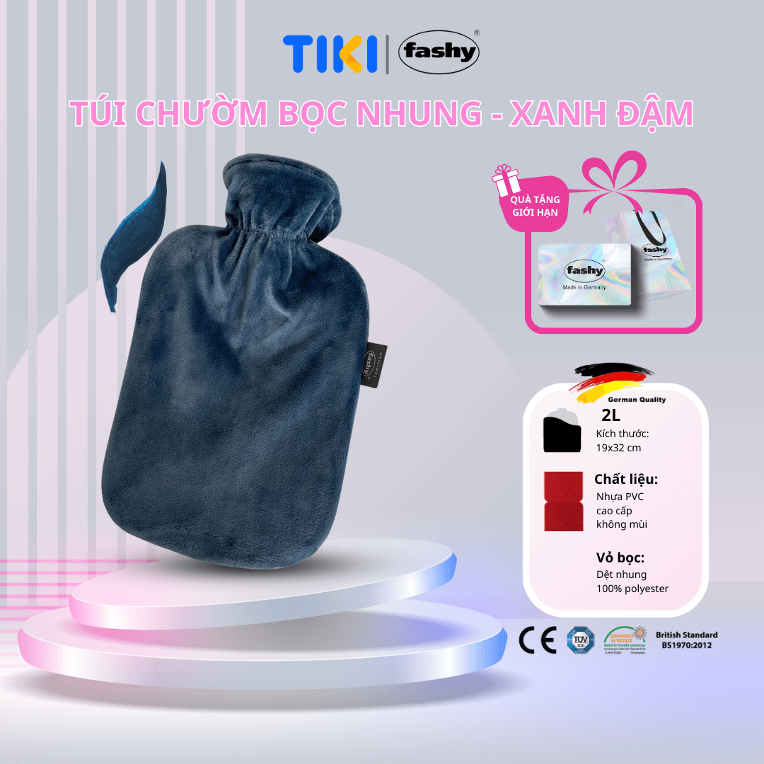 Túi chườm Fashy Germany Bọc Nhung 100 nhập khẩu từ Đức giúp giữ ấm giảm đau tự nhiên Xanh đậm
