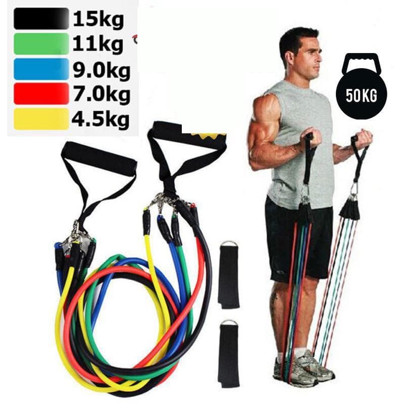 Bộ 5 Dây Kéo Kháng Lực Đàn Hồi Ngũ Sắc Cỡ Lớn Móc To Đại Nam Sport Kèm Túi Rút Đựng Cao Cấp